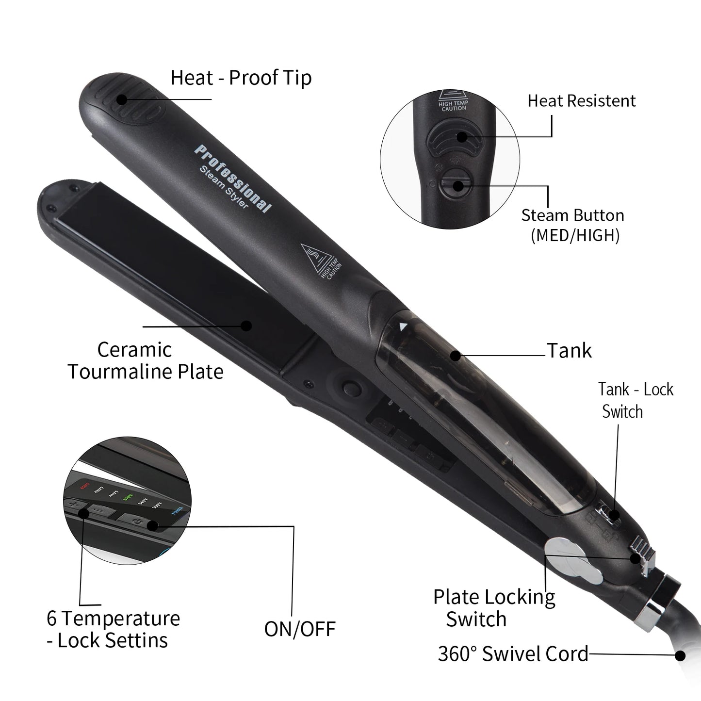 Steam Hair Straightener Professional Ceramic Vapor Flat Iron