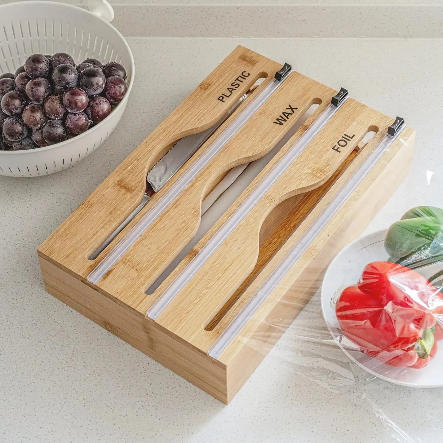 1pc Cling Film Cutter Minimalist Wall Mounted Wooden Kitchenware