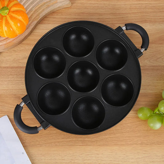 7 Hole Cooking Cake Pan Cast Iron Omelette Pan