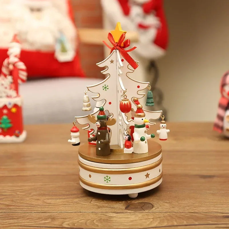 Christmas Ornaments Wooden Rotating Music Box