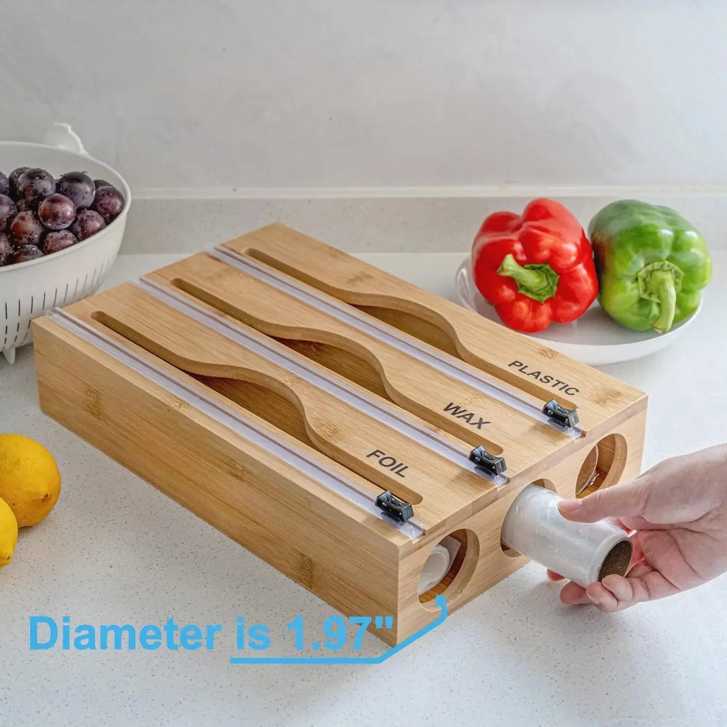 1pc Cling Film Cutter Minimalist Wall Mounted Wooden Kitchenware