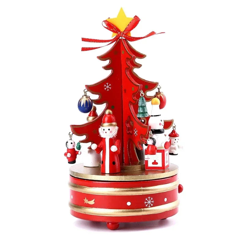 Christmas Ornaments Wooden Rotating Music Box