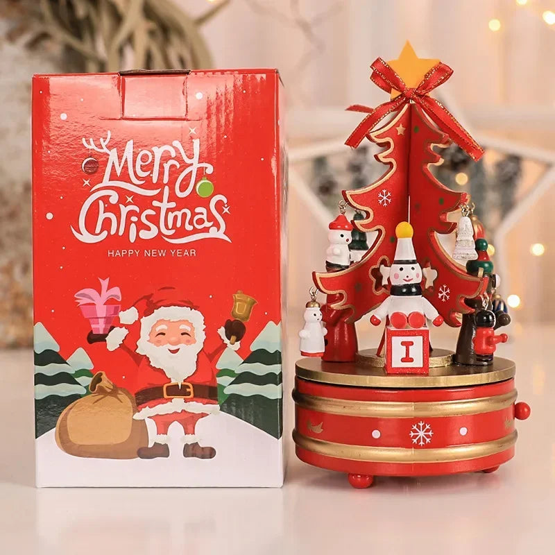 Christmas Ornaments Wooden Rotating Music Box