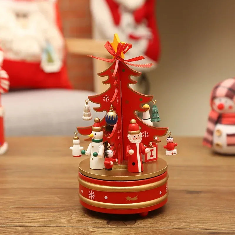 Christmas Ornaments Wooden Rotating Music Box